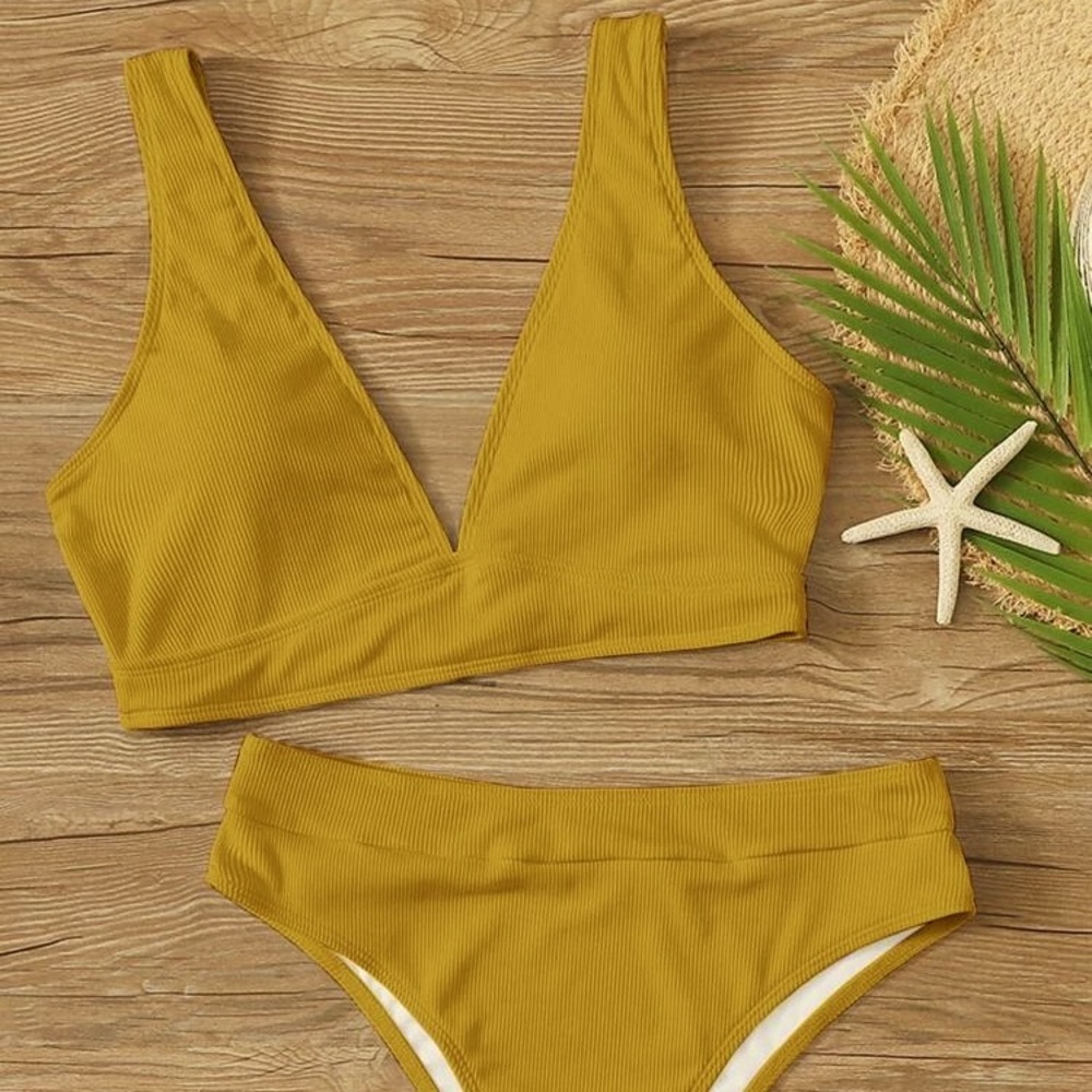 Shein Two Piece Mustard Swimsuit